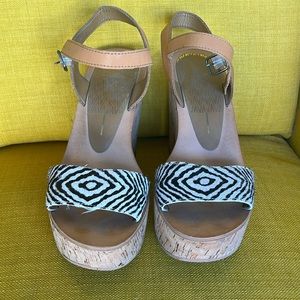 Zebra print platform sandals